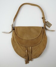 APART Schultertasche beige Veloursleder Western Quaste American Vintage Sattel