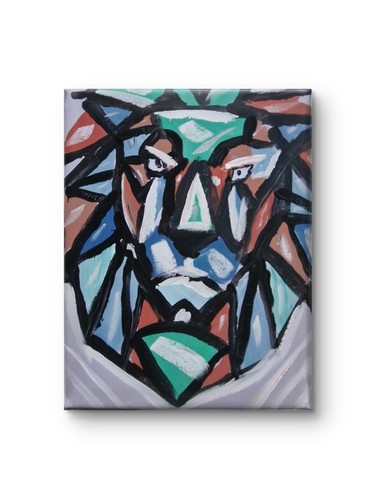 Kubistischer löwe buntglas - kubistischer,