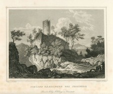 Freiburg Zähringen Original Stahlstich Foltz 1850