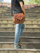 Dunkelbraune Umhängetasche echt Vintage Leder Kuriertasche Handtasche...