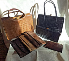 Handtaschen Konvolut 6 Stück, Vintage, Kroko Schlange echt Leder aus Nachlass