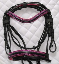 Strass MINISHETTY Trense Ledertrense farbige Unterlegung Gurtzügel Mini Shetty