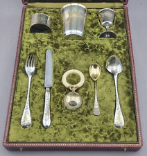 Kinder Besteck Set Eierbecher Klapper Becher 950er Silber Taufe Frankreich (113)