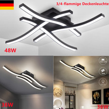 LED Design Deckenleuchte Wohnzimmer Dimmbar Modern Deckenlampe Aluoptik 48W Ivvc