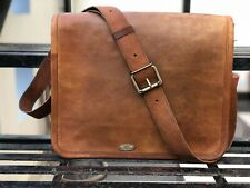 Herren Braun Neu Handgefertigt Leder Vintage Messenger Bag Umhängetasche Echt...