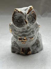 sitzende Eule in weiß-gold, 5,5 cm