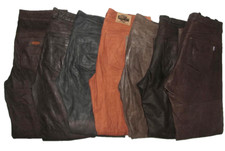 7 getr. dunkle Herren- LEDERJEANS / Lederhose (n) aus NUBUKLEDER ca. Gr. 52