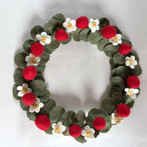 Filz erdbeeren kranz - erdbeeren, wanddeko