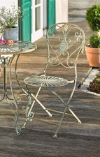 Metall Stuhl "Pfauenauge" im Antik Design, Garten Balkon Terrasse Klapp Sessel