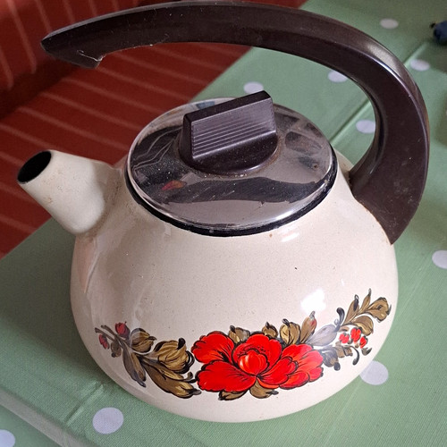 Emaille wasserkessel weiß - weiß, mit