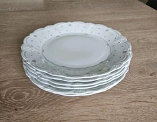 Tirschenreuth, Baronesse, 5 Kuchenteller, Frühstücksteller, grün-weiß