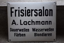 Original Altes Emailschild,Friseur,Frisiersalon,50er Jahre,Vintage,Deko,Retro