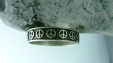 Ring Bandring Peace Zeichen Frieden  925er Sterling Silber