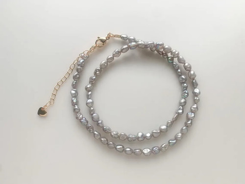Barock perlenkette silber grau - barock,