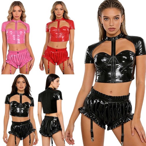 Damen wetlook crop - damen, mit