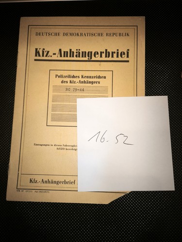 Ddr kfz brief wohnwagen - ddr,