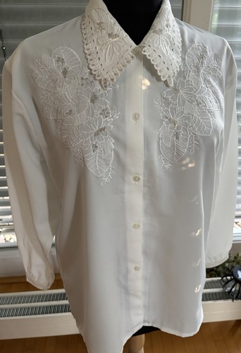 Bluse weiß mit strickerei - mit,