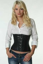 Corsage Korsett Schwarz Leder