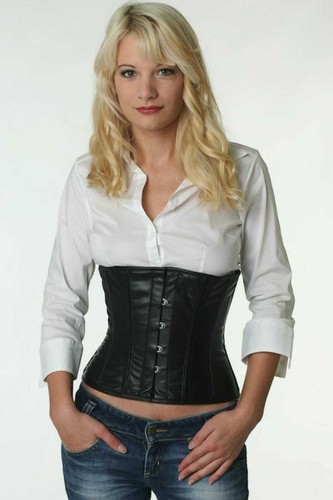 Corsage korsett schwarz - schwarz, leder
