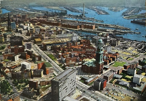 Hamburg luftaufnahme hafen - ak,