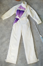MISTRAL Vintage 80er Schnee Ski Anzug Weiß Lila Overall 36 ? 80s