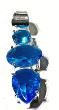 SCHWEIZ BLAUTOPAS Edelstein 925 Sterlingsilber Schmuck ANHÄNGER HANDGEFERT 1