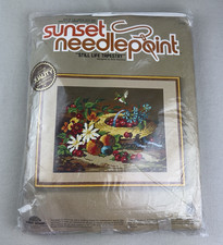 Vintage 1979 Sunset Needlepoint Stickset Stillleben Gobelin Stickbild 100% Wolle