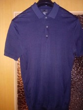 Seide Polohemd aus Silk-Blend von H&M in Gr.M,Herren, Nachtblau ,slim,2xgetragen
