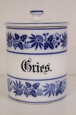 Waechtersbach Vorratsdose Gries 19Jhd. Porzellan antik blau weiß Pottery Deckel