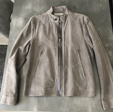 Echte leichte Lederjacke Rudolf Dassler Puma, Größe M (Etikett L) Grau + Taschen