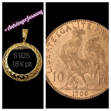 Frankreich 10 Francs 1900 Marianne Huhn 3,23 G -900Gold Münze+Anhänger Fassung 
