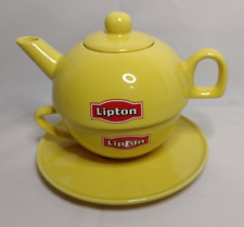 Gelbe Lipton Teekanne mit Tasse und Unterteller / Set