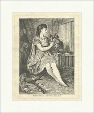 Die Toilette des Affen Tiere Behle Zirkus Käfig Kleidung Holzstich E 10337