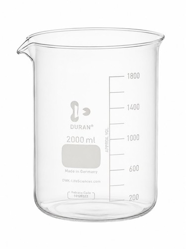 Duran becherglas 2000 ml - becherglas,