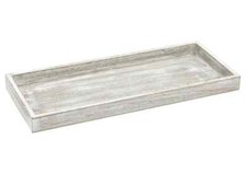 Holztablett 40x17cm weiß shabby antik Dekoplatte Dekotablett Holz Kerzen Tisch
