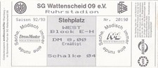 Eintrittskarte Wattenscheid 09 - Schalke 04,  Saison 92/93, 1. Bundesliga
