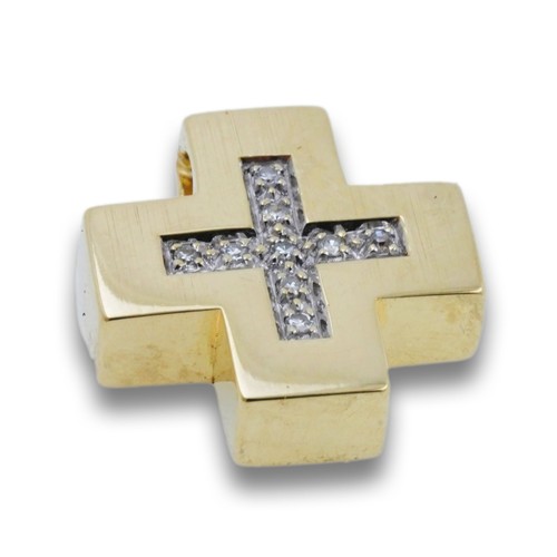 Diamant kreuz anhänger - anhänger, 585