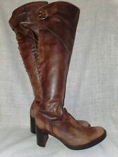 Stiefel Janet & Janet Braun Gr. 39 Stulpenstiefel Schnüre Schnallen Overknee WOW