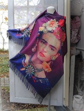 LANGER WEICHER WINTERSCHAL FRIDA KAHLO GEMÄLDE ca. 70 x 200 - NEUWERTIG