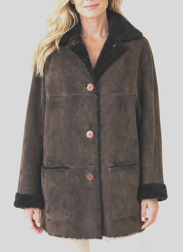 Lammfell jacke dunkelbraun - jacke,