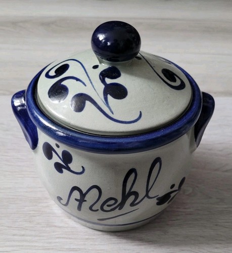 Steingut grau mit blau mehl - grau, "mehl"