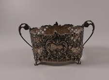 Korb Schale Glaseinsatz Silber