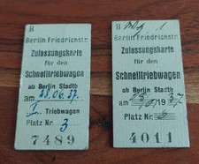 Zulassungskarte Deutsche Reichsbahn 1937 Schnelltriebwagen Berlin Friedrichstr.