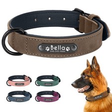 Personalisiert Hundehalsband mit Namen Gravur Weiches Leder Hundehalsband S-XXL