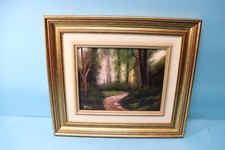 ALTES ÖLBILD  LANDSCHAFT HOLZRAHMEN  SIGNIERT 28 x34 cm