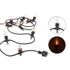 Lunartec Deko-Lichterkette mit 10 Glühbirnen in Flammen-Optik, IP44, 4,2 m