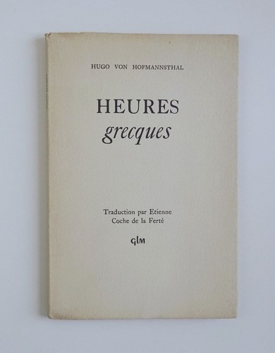 Hugo von hofmannsthal heures - von,