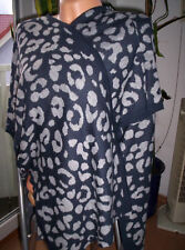 Poncho-Jacke "BONITA" schwarz-grau-gemustert, neuw. Gr.On Size