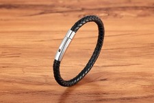 Echtleder armband titanstahl - echtleder,