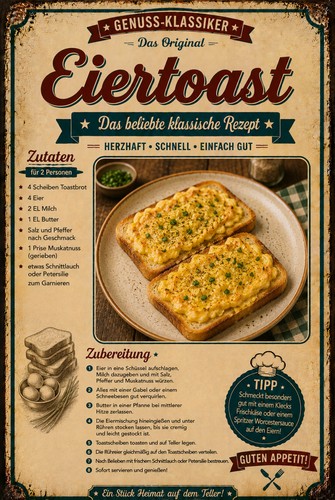 Retro blechschild eiertoast - retro,